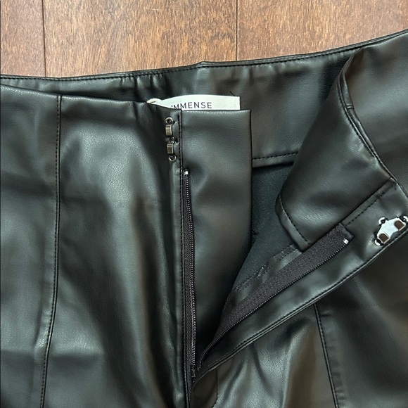 Commense Vegan Black Wide-Leg Faux Leather Pants, Size Small, NWT - Picture 4 of 11